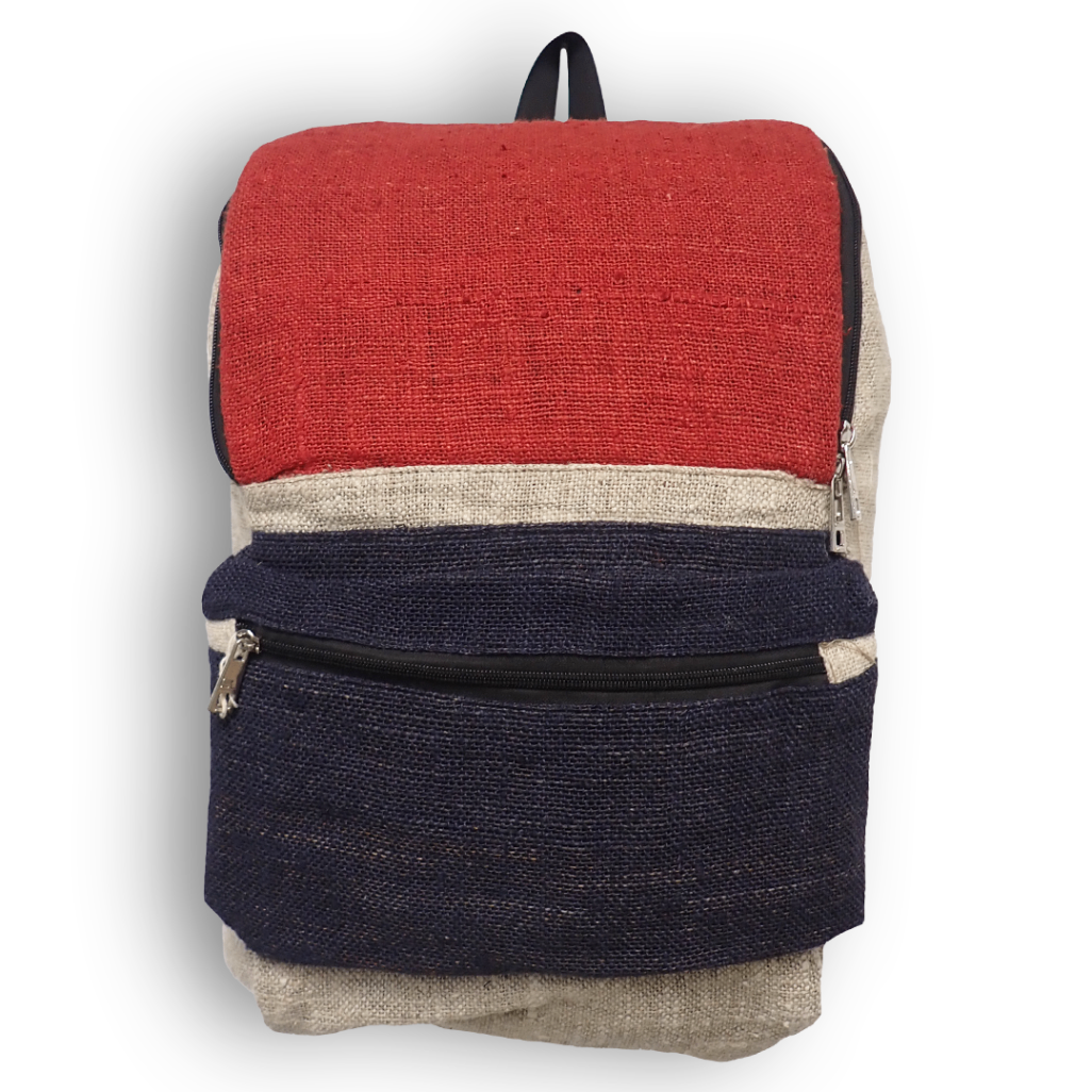 Blue and Red Hemp Backpack