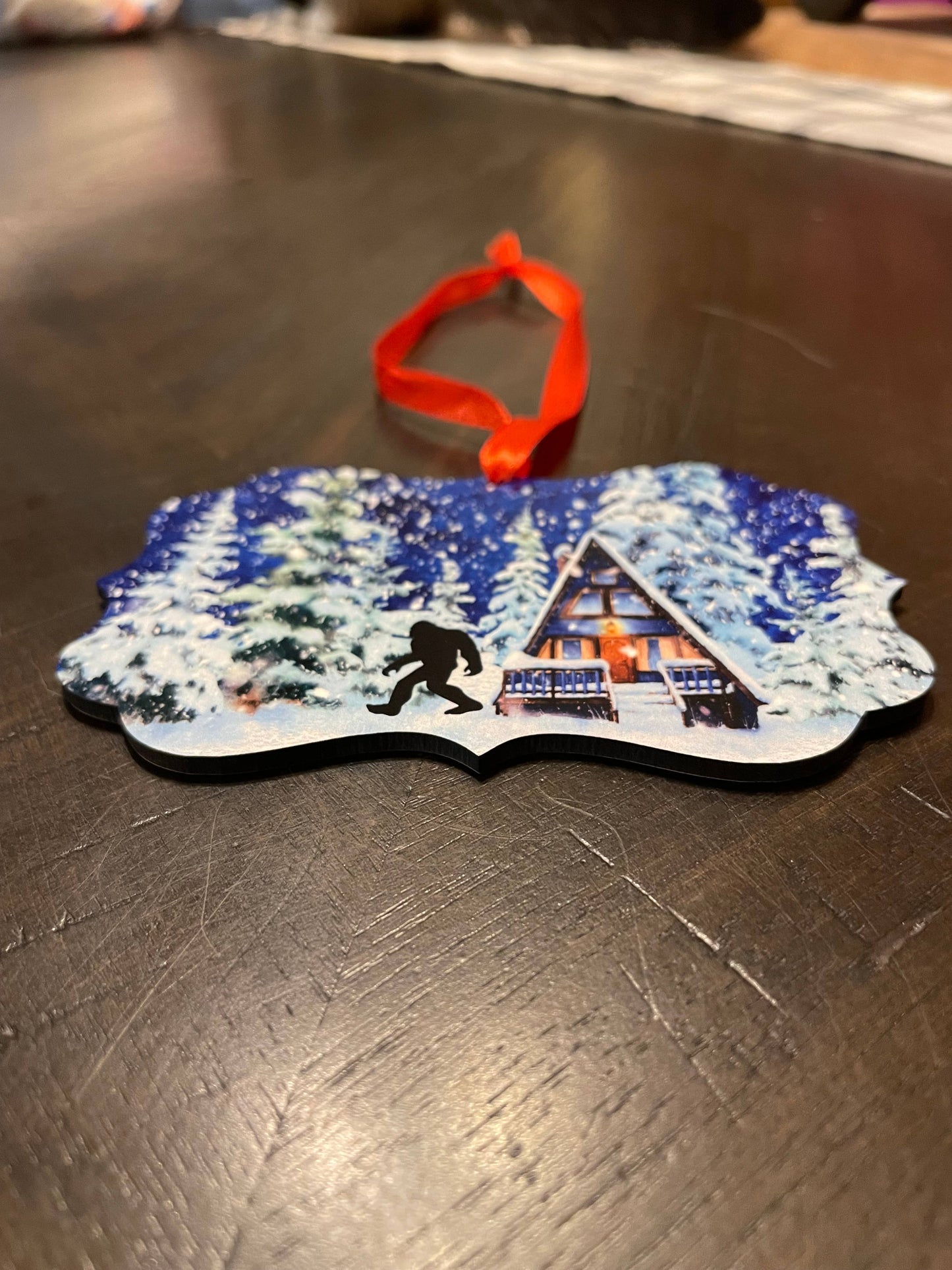 Hanging ornaments Bigfoot winter design or custom