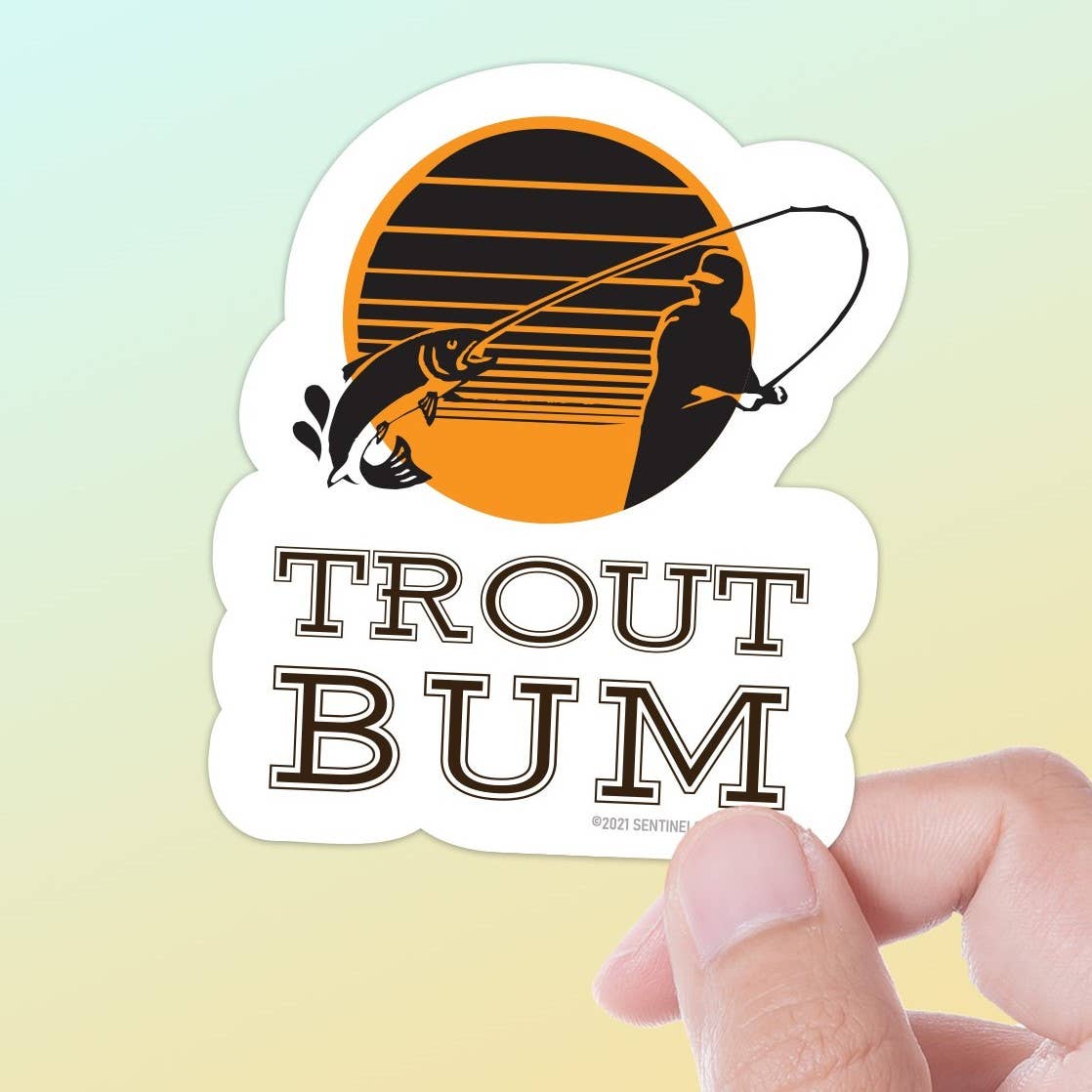 Trout Bum Fly Fishing Sticker for Cooler, Thermos