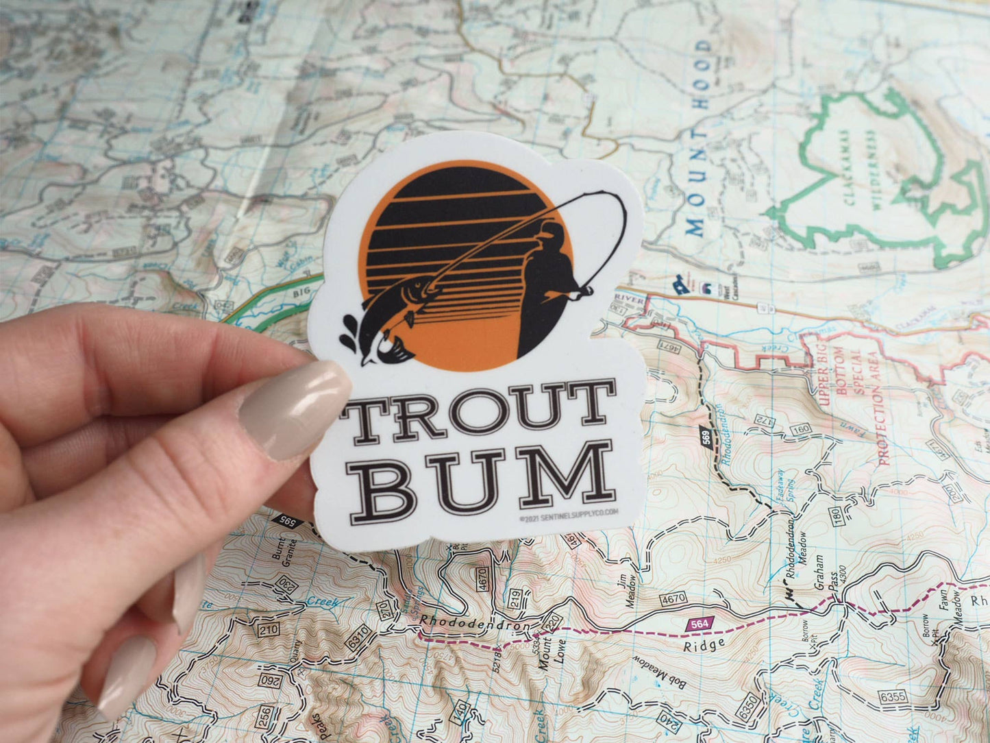Trout Bum Fly Fishing Sticker for Cooler, Thermos
