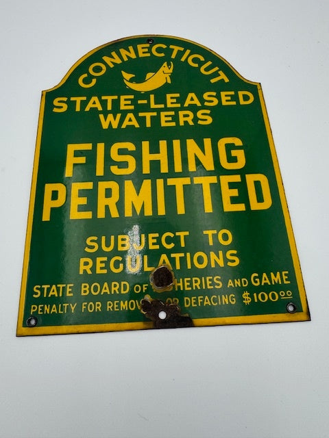 Vintage Conn Fishing Sign 