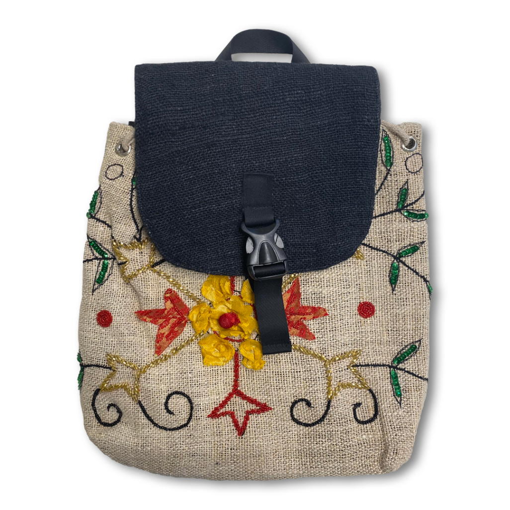 Beaded Hemp Backpack 