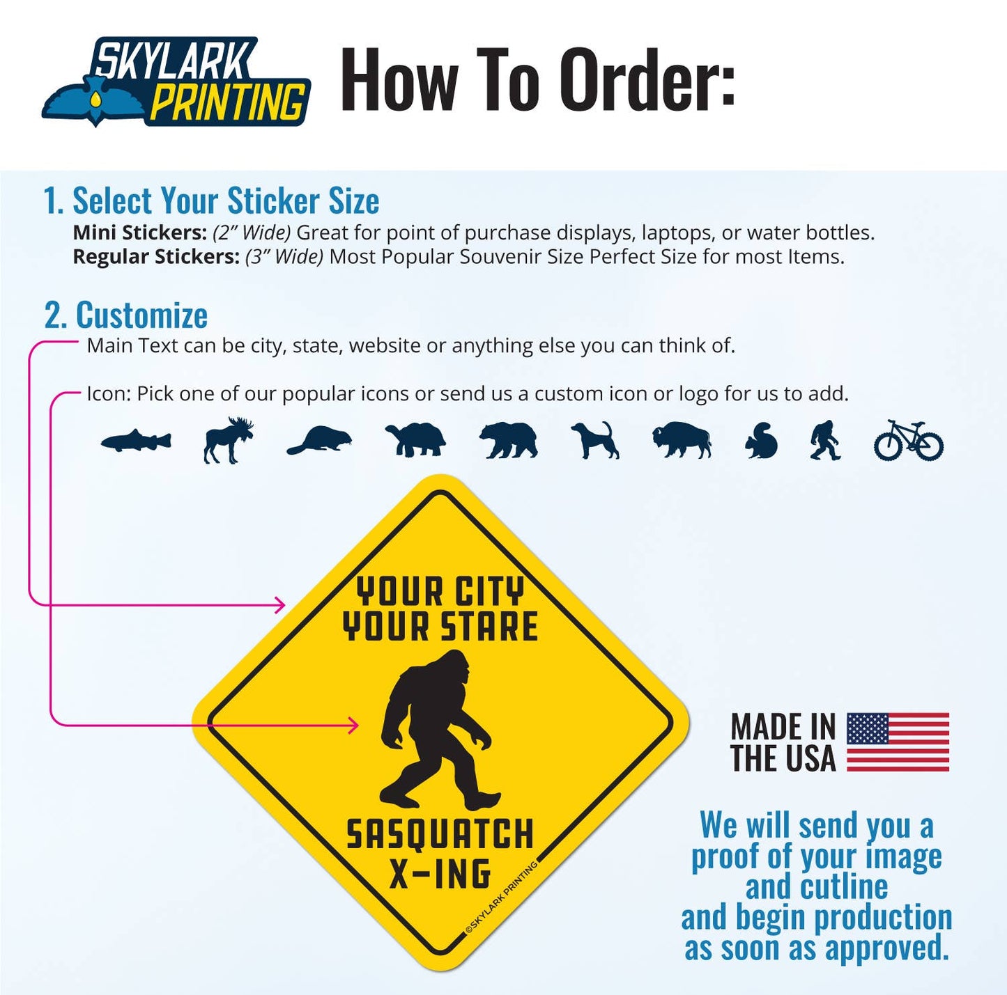 X-ing Sign Custom Souvenir Sticker with your City & State