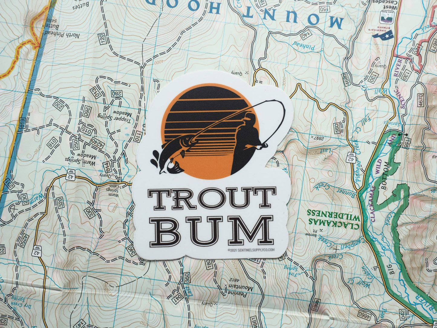 Trout Bum Fly Fishing Sticker for Cooler, Thermos