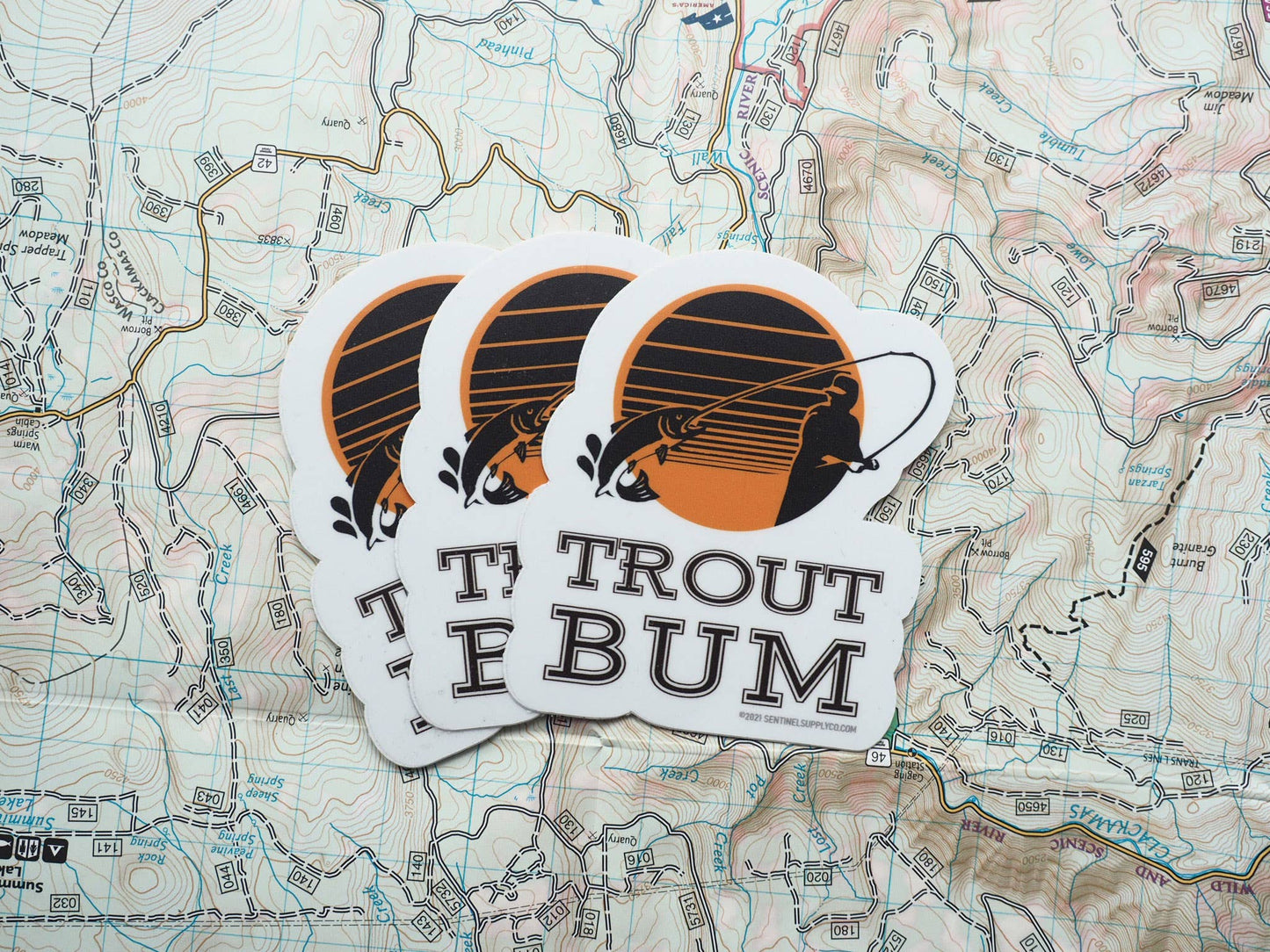 Trout Bum Fly Fishing Sticker for Cooler, Thermos
