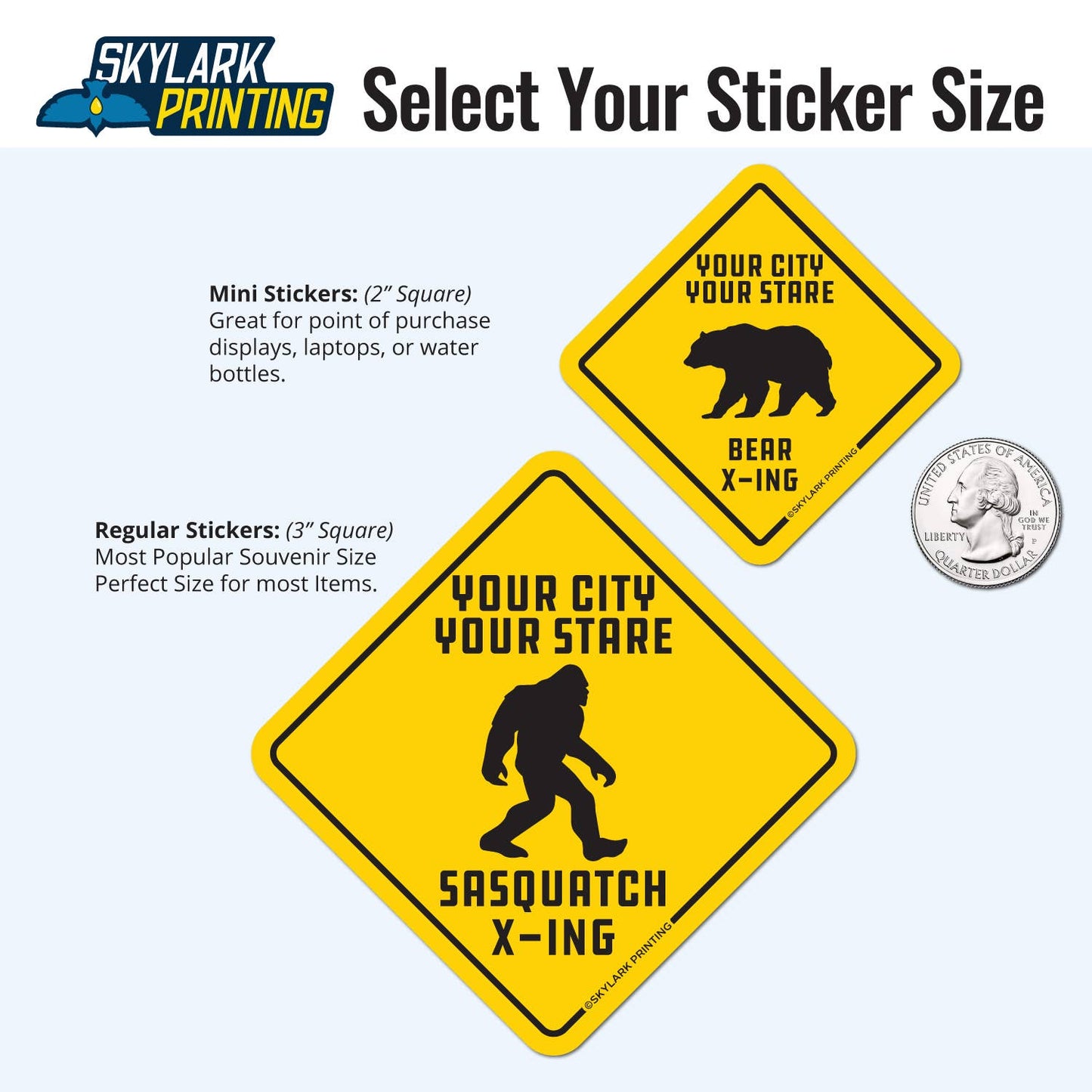 X-ing Sign Custom Souvenir Sticker with your City & State